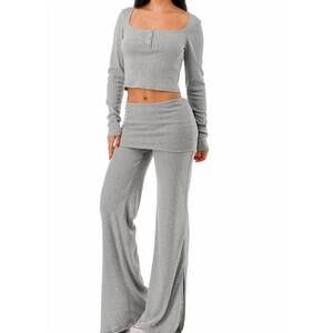 NEW MARCUS ADLER fold over pointelle set in grey